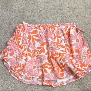 Aerie Floral Skirt in Orange and Pink